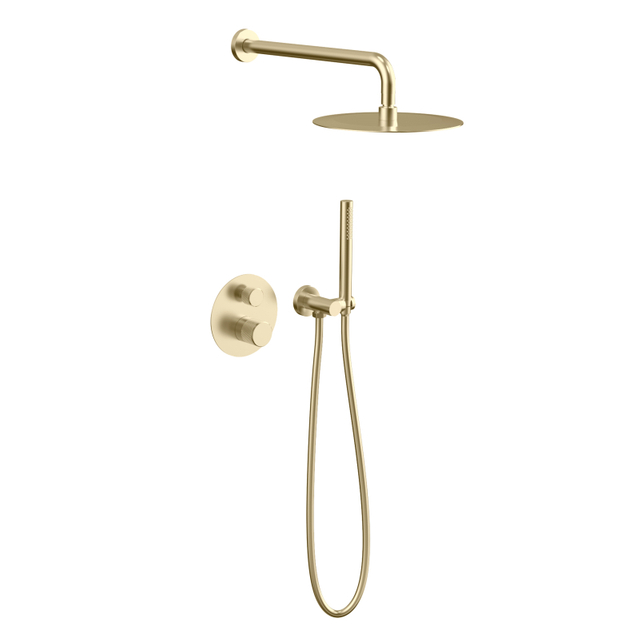 NEW 304 Stainless Steel brushed gold Wall Mounted Bathroom Concealed Mixer Shower Set
