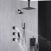 Black Modern Black Bathroom 4-function Concealed Thermostatic Shower Mixer Set