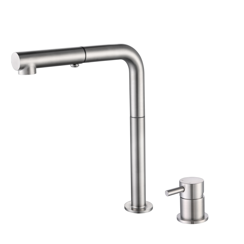 304 stainless steel brushed Pull out kitchen mixer faucet