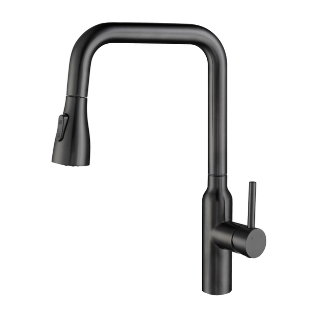 Modern 304 Stainless Steel Gun Black Touch Sensor Pull Down Kitchen Sink Faucet