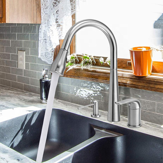 304 Stainless Steel Kitchen Faucet with Pull Down Sprayer