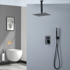 Modern 304 Stainless Steel Matte Black Square Hot Cold Mixer in Wall Mounted Rain Concealed Bathroom Shower Set