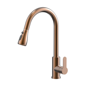 CUPC High Quality Modern 304 Stainless Steel Rose Gold Single Hole Pull Out Kitchen Mixer Faucet