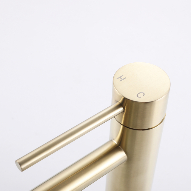 CUPC Certified High Quality 304 Stainless Steel Brushed Gold Bathroom Single Handle Basin Faucet
