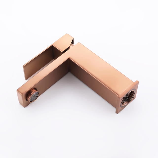 CUPC Certified High Quality 304 Stainless Steel Copper Rose Gold Square Single Handle Bathroom Basin Faucet