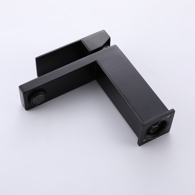 CUPC Certified High Quality 304 Stainless Steel Matte Black Square Single Handle Bathroom Basin Faucet