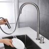 304 Stainless Steel Brushed Separate Handle Pull Down Kitchen Sink Faucets