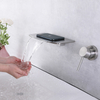 304 Stainless Steel brushed Wall Mount Waterfall Single Handle Bathroom Sink Faucets