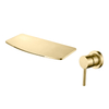 304 Stainless Steel brushed gold Wall Mount Waterfall Single Handle Bathroom Sink Faucets