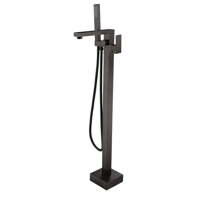 CUPC High Quality Square 304 Stainless Steel Gun Black Multi-functional Bathroom Floor Shower Free Standing Bathtub Faucets 