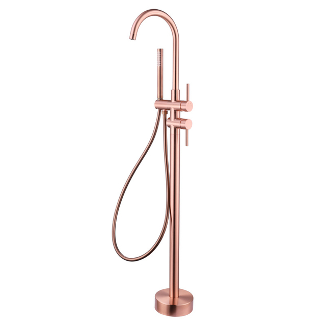 CUPC High Quality 304 Stainless Steel Hot And Cold Mixed Multi-functional Copper Rose Gold Bathroom Floor Shower Free Standing Bathtub Faucet
