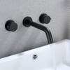 Matte Black 304 Stainless Steel Wall Mount Bathroom Basin Double Handle Faucets 