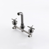 304 Stainless Steel Gun Grey Wall Mount Bathroom Basin Double Handle Faucet 