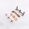 304 Stainless Steel Rose Gold Wall Mount Bathroom Basin Double Handle Faucet 