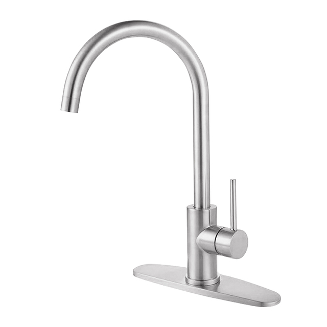 Traditional 304 Stainless Steel Chrome Single Handle Kitchen Faucet