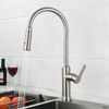 high end 304 Stainless Steel brushed nickel single handle pull down sprayer kitchen faucet