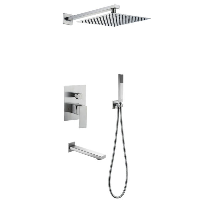  304 Stainless Steel in Wall Mounted Three Way Hidden Bathroom Concealed Shower Set 