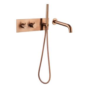 Modern 304 Stainless Steel Rose Gold Wall Mounted Bathroom Concealed Tub Shower Faucet Set