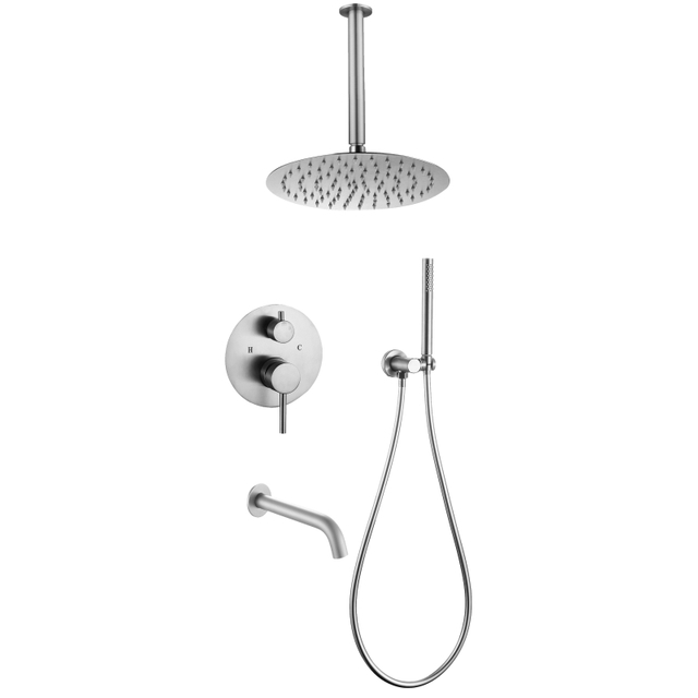 brushed nickel Wall Mounted Bathroom Concealed head shower set