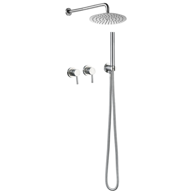 Wall Mounted 304 Stainless Steel Chrome Rainfall Shower Set with Hand Shower 