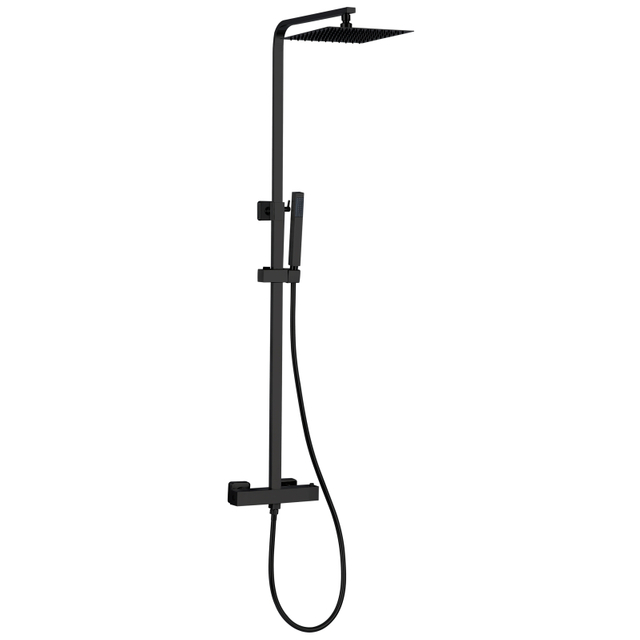 Modern 304 Stainless Steel Square matte black Bathroom Thermostatic Shower Mixer Set