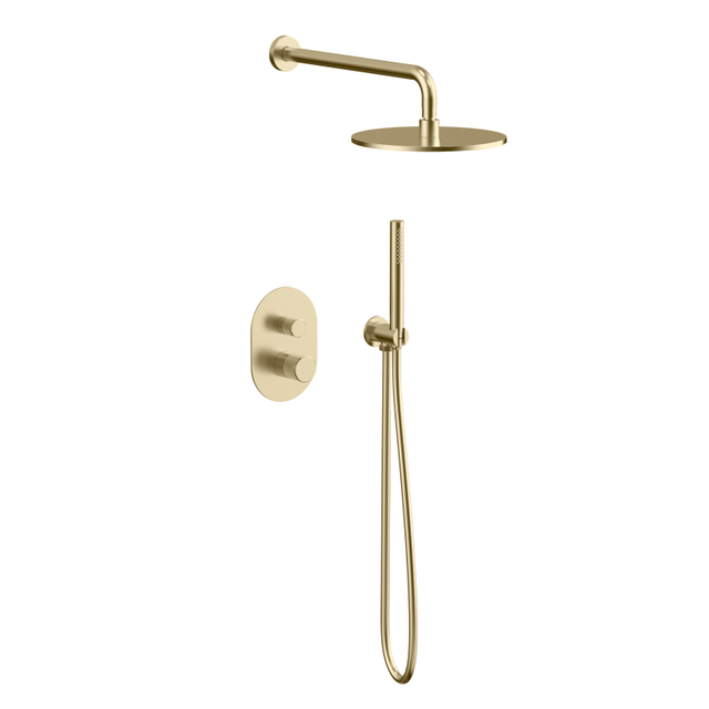 NEW 304 Stainless Steel brushed gold Bathroom Concealed Thermostatic Shower Set