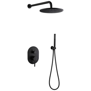 Wall Mounted Hidden 304 Stainless Steel Black Rainfall Bathroom Shower Mixer Set 