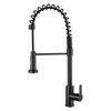 304 Stainless Steel Gun Black Spring Pull Out Kitchen Mixer Faucet