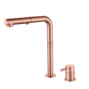 Luxury 304 Stainless Steel Sour Copper Rose Gold Separate Handle Pull Down Kitchen Sink Faucets