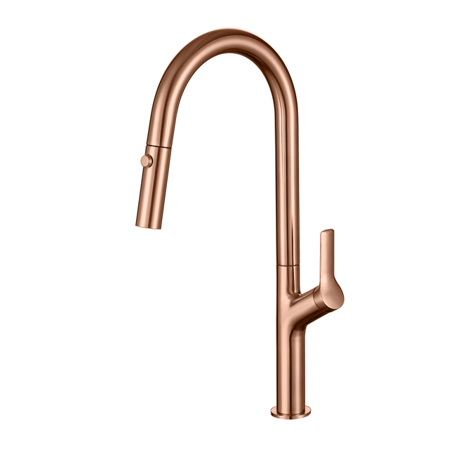 304 Stainless Steel Rose Gold 360 Degrees Kitchen Faucet with Pull Down Sprayer