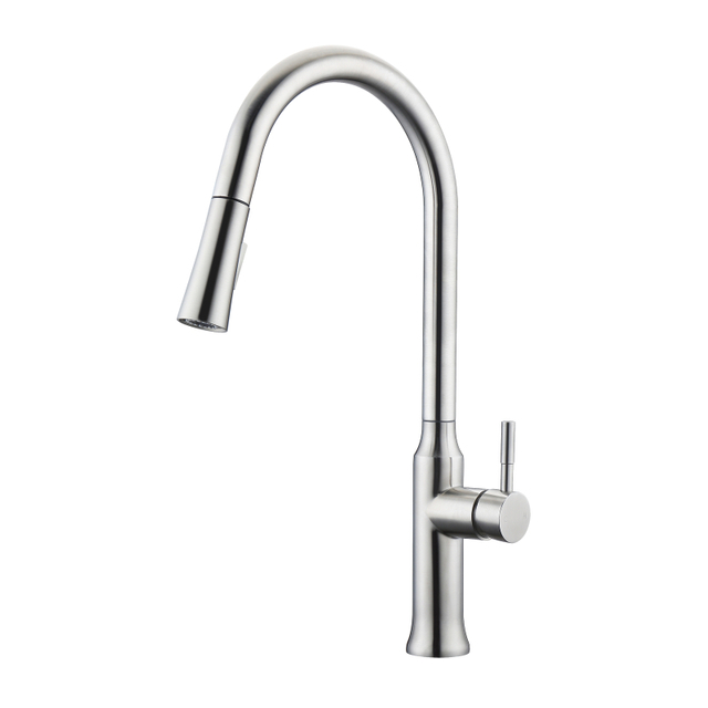 Modern 304 Stainless Steel Chrome Pull Out Kitchen Mixer Faucets