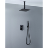 Modern 304 Stainless Steel Matte Black Square Hot Cold Mixer in Wall Mounted Rain Concealed Bathroom Shower Set