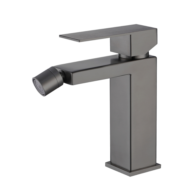 304 Stainless Steel Gun Grey Square Single Handle Bathroom Bidet Faucet