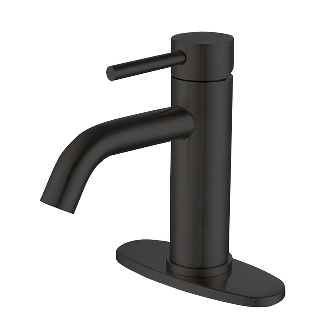 304 Stainless Steel Matte Black Bathroom Sink Faucet