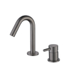 304 Stainless Steel Gun Grey Two Hole Separate Handle Bathroom Sink Faucet