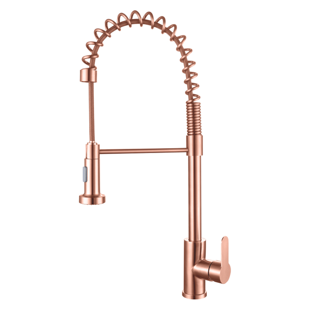 304 Stainless Steel Copper Rose Gold Spring Pull Out Kitchen Mixer Faucet
