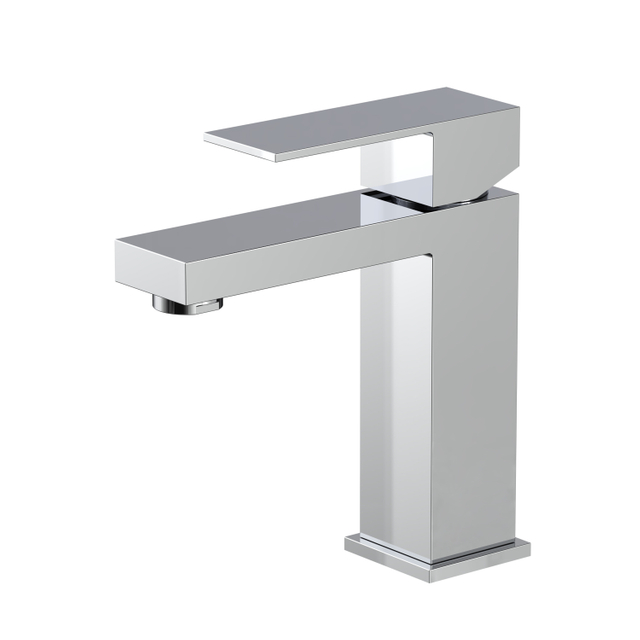 CUPC Certified High Quality 304 Stainless Steel Chrome Square Single Handle Bathroom Basin Faucet