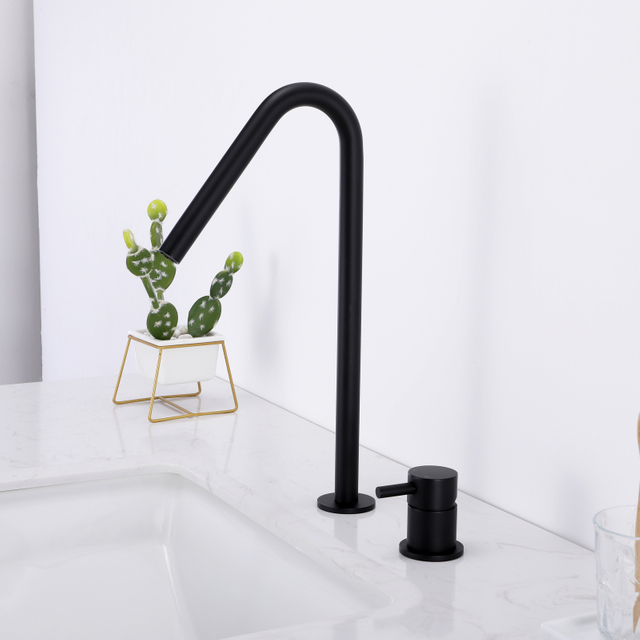 Modern 304 Stainless Steel Matte Black Two Hole Separate Handle Bathroom Basin Faucet