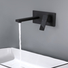 Modern Square 304 Stainless Steel Matte Black Wall Mount Bathroom Vessel Sink Faucets