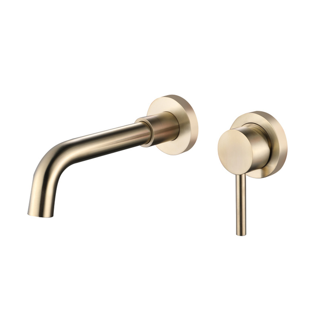 Luxury 304 Stainless Steel Brushed Gold Wall Mount Bathroom Sink Faucet