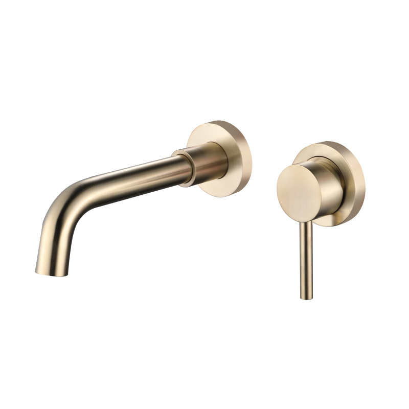 Brushed Gold Stainless Steel wall mount faucet