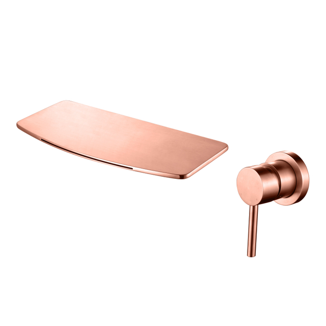 304 Stainless Steel Copper Rose Gold Wall Mount Waterfall Single Handle Bathroom Sink Faucets