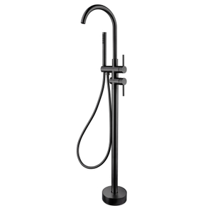 CUPC High Quality 304 Stainless Steel Gun Black Hot And Cold Mixed Multi-functional Bathroom Floor Shower Free Standing Bathtub Faucet