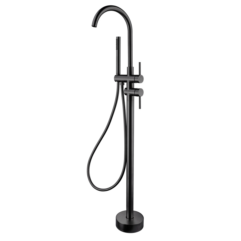 gun black Stainless Steel Floor bathtub faucet