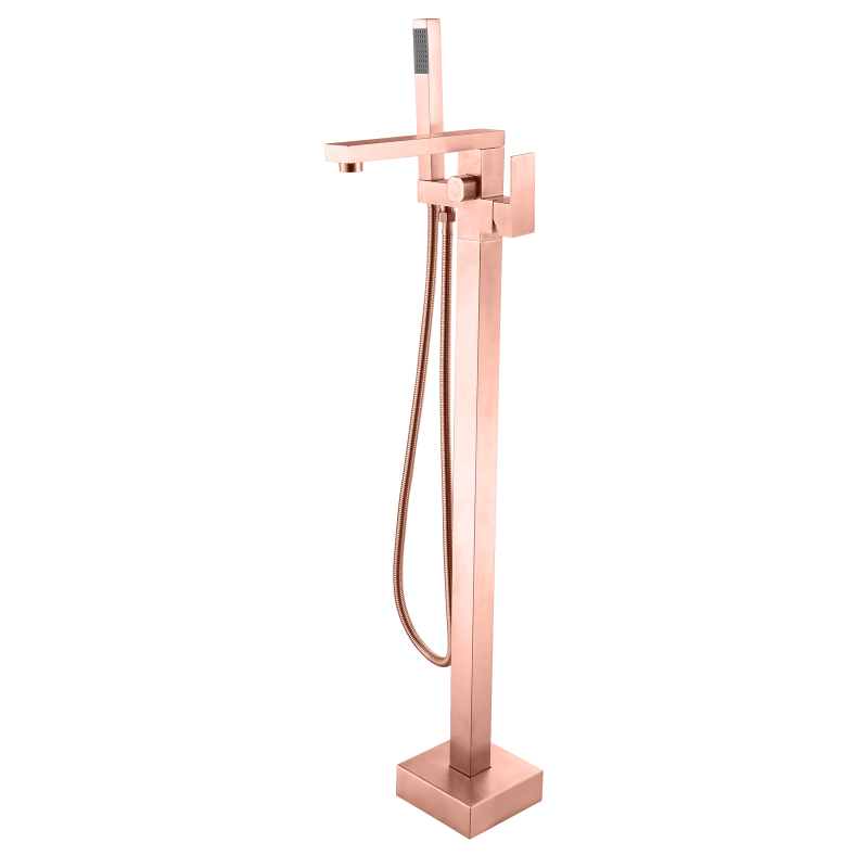 Sour copper rose gold square Stainless Steel Floor bathtub faucet