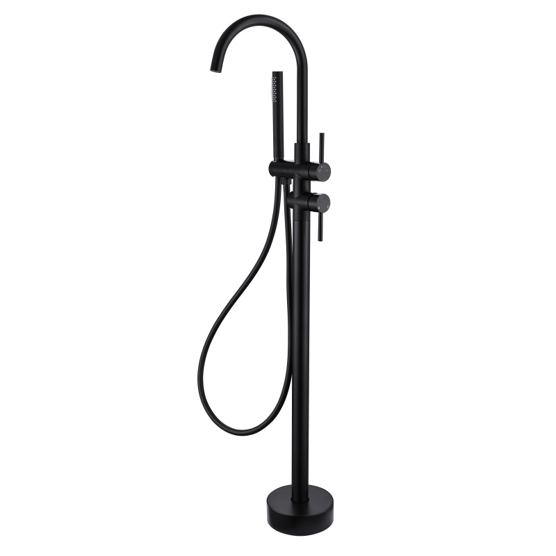 Matte Black Stainless Steel Floor bathtub faucet