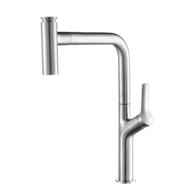 Modern Chrome Single Handle Single Hole Kitchen Faucet with Pull Down Sprayer