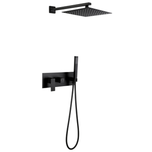 304 Stainless Steel black Wall Mounted Bathroom Concealed shower faucet set