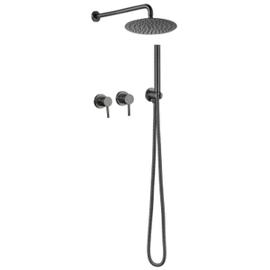 Wall Mounted 304 Stainless Steel Gun Grey Rainfall Shower Set with Hand Shower 