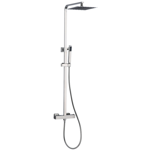 Modern 304 Stainless Steel Square Brushed Nickel Bathroom Thermostatic Shower Mixer Set